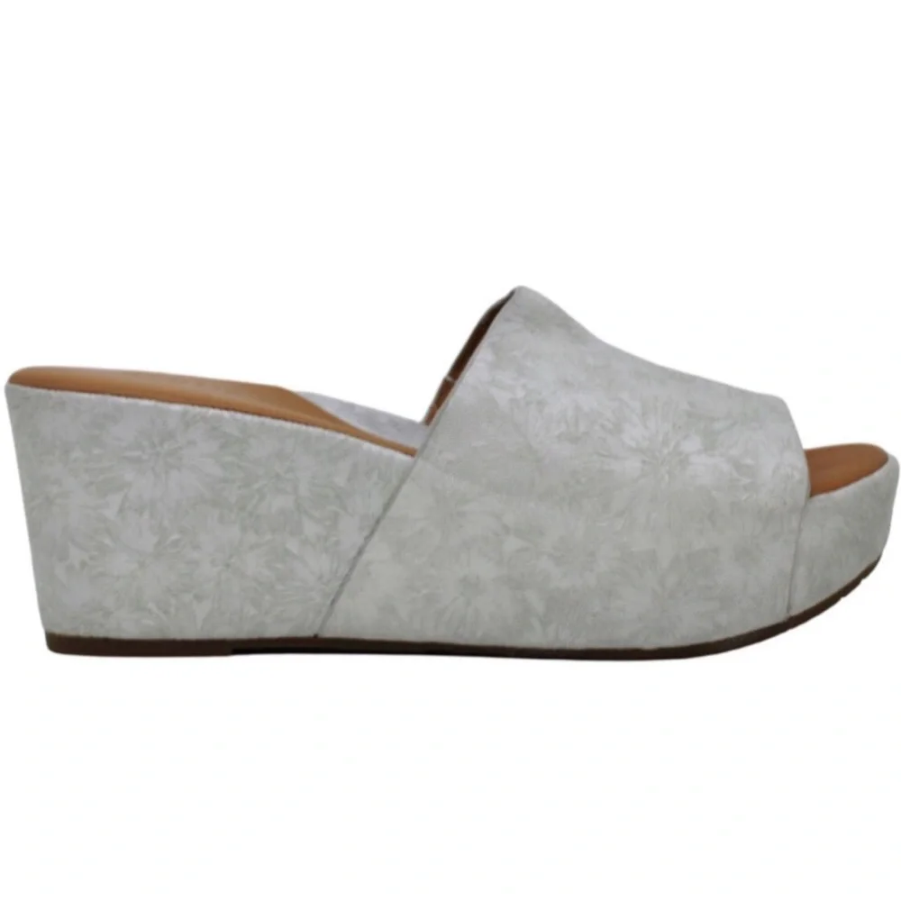 Gentle Soul Florella Gray Leather Platform Sandals Size 8.5